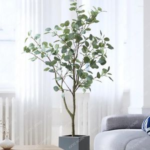 Fleurs décoratives plante artificielle bonsaï Eucalyptus arbre intérieur salon nordique au sol vert faux arbres ornements