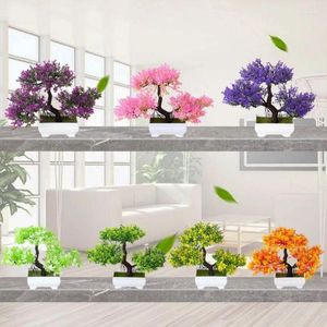 Fleurs décoratives plante artificielle bonsaï petit Pot d'arbre en plastique fausse fleur en Pot ornements chambre maison Table décoration jardin Arrangement