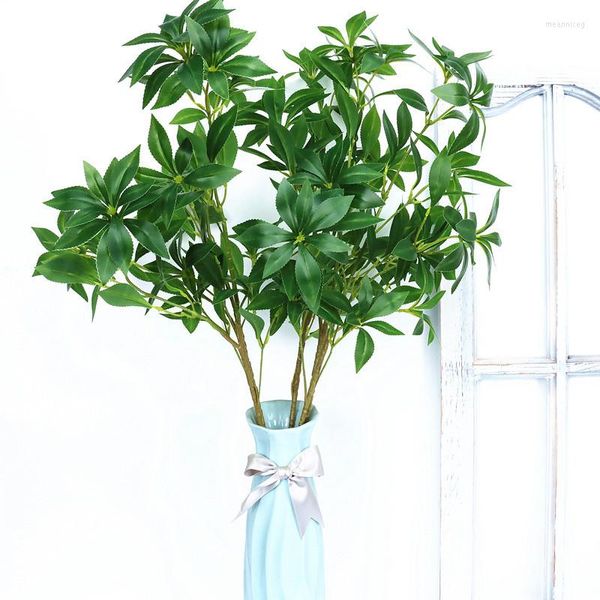 Fleurs décoratives branche de plante artificielle 95 cm/37.4 pouces longue tige branches vertes faux buisson en plastique d'andromède japonais pour la boutique de bureau à domicile