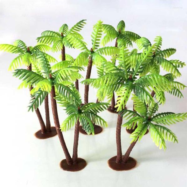 Flores decorativas Planta Artificial Árbol de Coco Bonsai en Miniatura Artesanía de Plástico Micro Paisaje DIY Fiesta Plantas Falsas Decoración de Escritorio