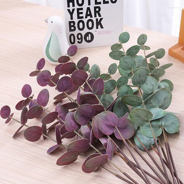 Fleurs décoratives plante artificielle feuilles d'eucalyptus bricolage maison mariage haute qualité branche verte fausses plantes décorations de style forêt