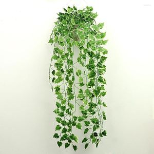 Plante artificielle de fleurs décoratives, feuille de vigne à feuilles persistantes, lierre vert, décoration murale pour la maison, Simulation de guirlande de fleurs en rotin