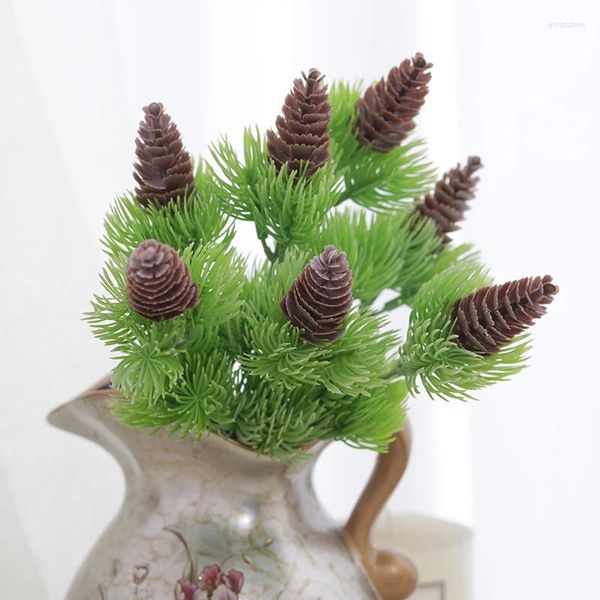 Fleurs décoratives plante artificielle en pin vert balle d'eau pignon d'herbe fausse pour les accessoires de bureau de mariage en famille bricolage faux fleur