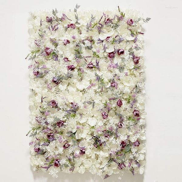Flores decorativas Planta Artificial Césped Decoración del hogar Panel de pared Jardín Exterior Interior Flor de plástico blanco DIY