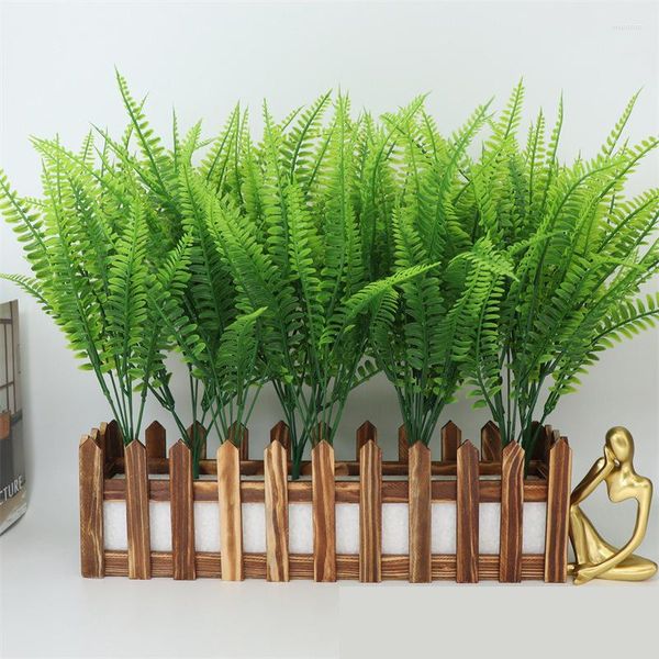 Fleurs décoratives plante artificielle en plastique feuille verte herbe persane fougère décoration de la maison Simulation feuilles de Facke pour jardin balcon de mariage