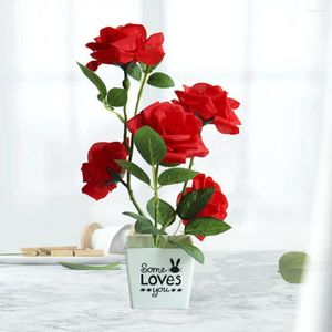 Decoratieve bloemen kunstmatige plant pot rose bonsai faux zijden bloem binnenshuis buitenimitatie voor thuis desktop decoratie