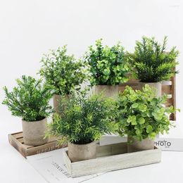 Decoratieve Bloemen Kunstplant Ingemaakte Groene Blad Bonsai Met Pot Voor Feestdecoratie Kantoor Desktop Woonkamer Ornament
