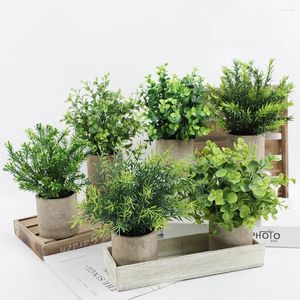 Fleurs décoratives plante artificielle en Pot feuille verte bonsaï avec Pot pour décoration de fête bureau salon ornement