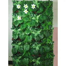 Fleurs décoratives plante artificielle rotin faux panneau pelouse Simulation feuille verte herbe maille Grille décoration murale
