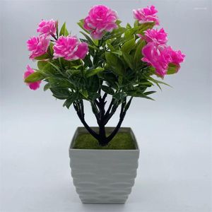 Decoratieve bloemen Kunstmatige plant Rose Pot Bonsai Green Mini Tree Fake Flower Home Garden Party El Decoration Decorations