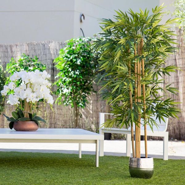 Arbre de plante artificielle de fleurs décoratives avec des bûches naturelles pour la décoration de la maison bambou Ficus glycine Olive Eucalyptus amande