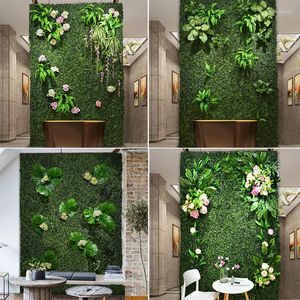 Fleurs décoratives Plante Artificielle Mur Pelouse Fond De Mariage Avec DIY En Plein Air En Plastique Vert Jardin El Maison Décoration Herbe Fleur