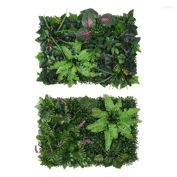 Fleurs Décoratives Plante Artificielle Mur Paysage Maison Jardin Jungle Décoration Super Vert Herbe Suspendue Verdure Faux Panneau Pelouse 60 40cm