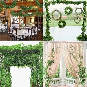 Fleurs décoratives plante artificielle fête de mariage bricolage décoration vigne verte fausse fleur couronne feuilles maison tenture murale décor