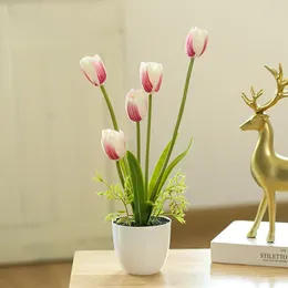 Decoratieve Bloemen Kunstplanten 5 Tulpen Kleine Bonsai Creatieve Meubels Woondecoratie Producten Imitatie Ingemaakte