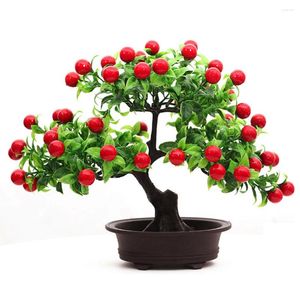 Decoratieve bloemen kunstmatige planten bonsai fortuin fruit boom potten faux big bessen branch blad voor huis trouwkamer decoratie el feestje