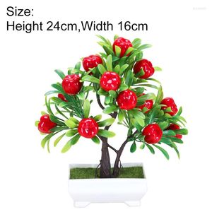 Flores decorativas plantas artificiales bonsái Mini naranja manzana melocotón árbol frutal en maceta flor falsa escritorio decoración del hogar suministros de boda