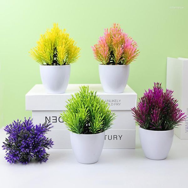 Fleurs décoratives plantes artificielles bonsaï petit Pot d'arbre fausse plante pin en Pot Vases de noël pour la maison chambre Table décoration El jardin