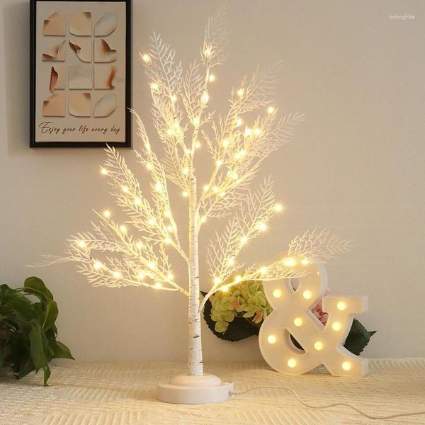 Fleurs décoratives Plantes artificielles Noël Brich arbre LED Décoration légère RMANTIC CORAL ANNÉE DÉCOR HOME LAMPE DE CHAMBRE