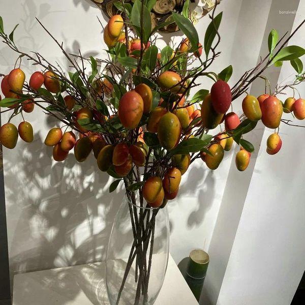 Flores decorativas Plantas artificiales Coloridas ramas de frutas de mango tailandés Decorar el jardín del hogar