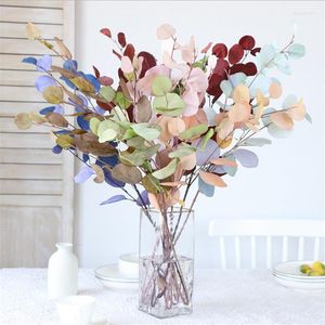 Fleurs décoratives plantes artificielles feuilles d'eucalyptus soie faux mur pour la maison chambre décor mariage tir accessoire