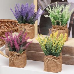 Decoratieve bloemen kunstmatige planten nep mini potplant lavendel groen voor huis boerderij esthetische slaapkamer plank bureau