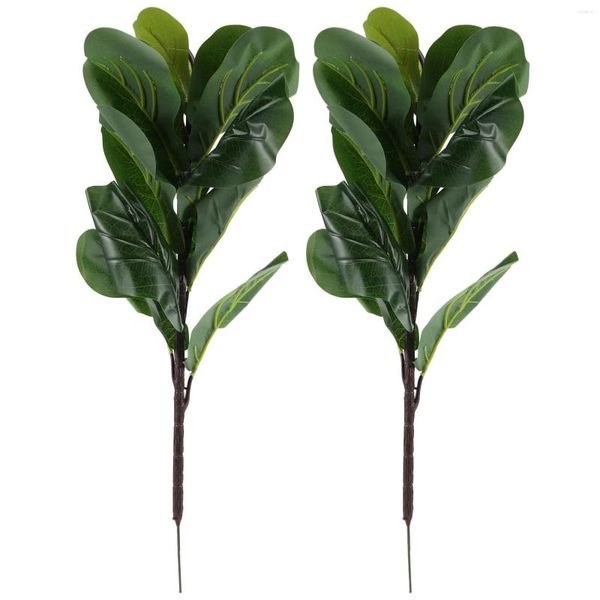 Fleurs décoratives Plantes artificielles Violon Feuille Fig Faux Ficus Lyrata Arbre Vert Buissons Verdure Pour Jardin Porche Fenêtre Boîte Décor