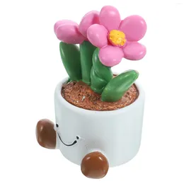 Fleurs décoratives plantes artificielles Pot de fleur elfe gardénia Miniature en Pot bonsaï accessoire parure décor blanc