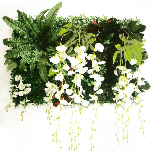 Fleurs décoratives plantes artificielles pour la décoration rotin faux panneaux forêt pelouse herbe fenêtre subtropicale maille Grille mur