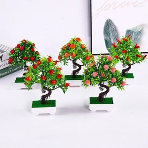 Fleurs décoratives plantes artificielles arbre fruitier bonsaï fausse fleur plante en pot décoration de bureau jardin chambre décor à la maison