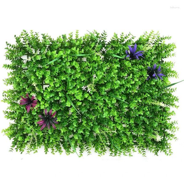 Flores decorativas Plantas artificiales Panel de pared de hierba Seto de boj Fondo verde de eucalipto sintético Adecuado para jardín exterior e interior