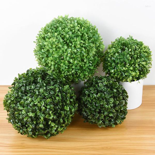 Fleurs décoratives plantes artificielles boule d'herbe verte ornement de plante en plastique pour la décoration de la chambre à la maison El décor de jardin fournitures de fête de mariage