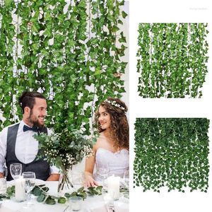 Fleurs décoratives plantes artificielles verdure lierre fausses feuilles réaliste guirlande plante tenture murale feuille mariage fête guirlande maison Gardan