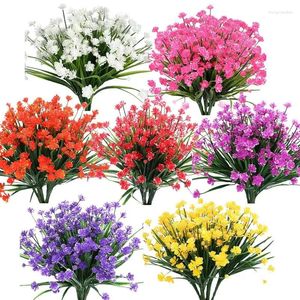 Fleurs décoratives plantes artificielles arbustes résistants aux UV extérieurs Faux de fleur de décoration de printemps pour les pots de planter Porche avant