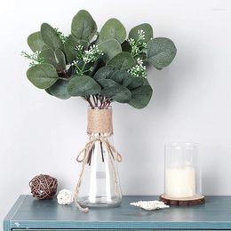 Fleurs décoratives plantes artificielles en plastique feuilles d'eucalyptus branche de bouquet pour Vase maison décoration de mariage en plein air bricolage fleur mur faux