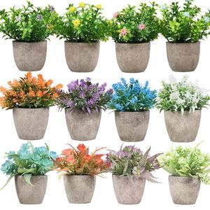 Fleurs décoratives plantes artificielles en pot Faux avec des Pots assortis Faux buis verdure dans de petites plantes d'intérieur pour la décoration de bureau