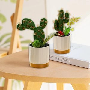 Fleurs décoratives plantes artificielles résine cactus fleur pot succulent avec des pots faux