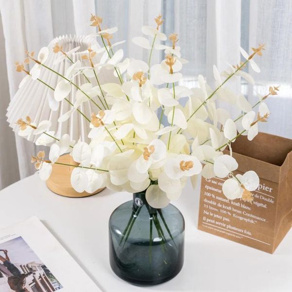 Fleurs décoratives plantes artificielles simulées fleur eucalyptus argent feuille décoration de maison de mariage