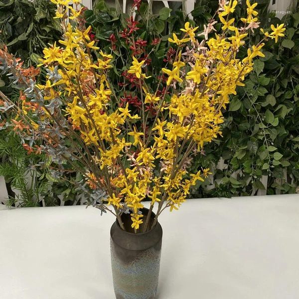 Flores decorativas Plantas artificiales Forsythia Jasminum Bermuda Blue Eye Grass Hogar Jardín Decorar