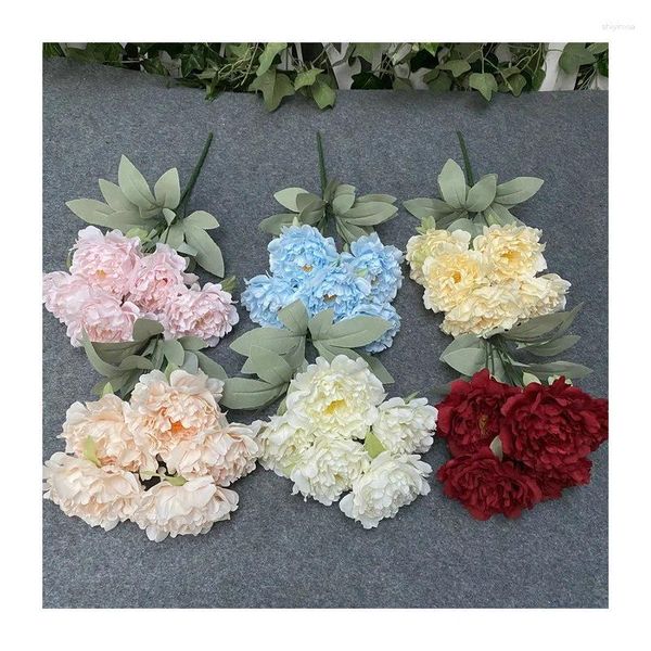 Fleurs décoratives plantes artificielles arc de mariage fleur grimpante rotin Double pivoine maison jardin décorer