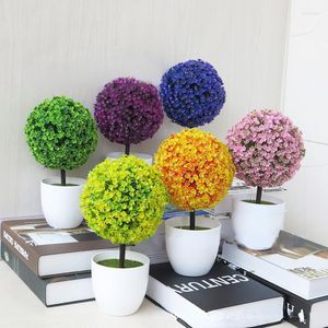 Fleurs décoratives Plantes Artificielles Avec Pot Faux Feuilles Bonsaï Petit Arbre Ornements En Pot Pour La Fête À La Maison El Salon Jardin Décor