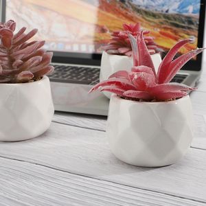 Fleurs décoratives Plantes Artificielles avec Pot Table Décoration de Jardin Simulation en Pot Violet Belles Plantes-Plastique Rose Mini 4 pièces