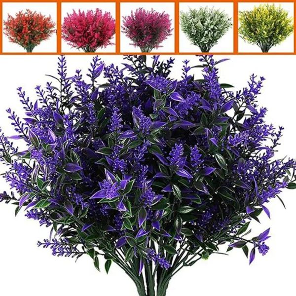 Flores decorativas plástico artificial hierba de lavanda jamón de jardín de bodas para decoración accesorios de pografía de bricolaje planta de bonsai de interior