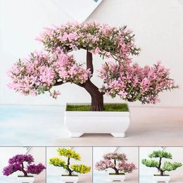 Fleurs décoratives plantes en plastique artificielles bononsaï petit arbre pot simulation pin faux arrangement de plantes ornements pour décoration de bureau à domicile