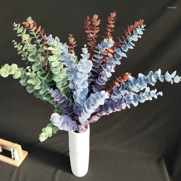 Fleurs décoratives plantes en plastique artificielles Eucalyptus charnu fête de mariage Arrangement de fleurs accessoires de décoration maison jardin