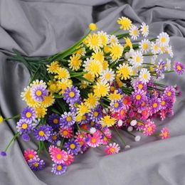 Flores decorativas de plástico Artificial, Margarita pequeña, ciudad de imitación, flor falsa, jardín, decoración de boda, ramo, fiesta, hogar