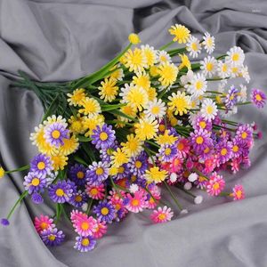 Flores decorativas de plástico Artificial, Margarita pequeña, ciudad de imitación, flor falsa, jardín, decoración de boda, ramo, fiesta, hogar