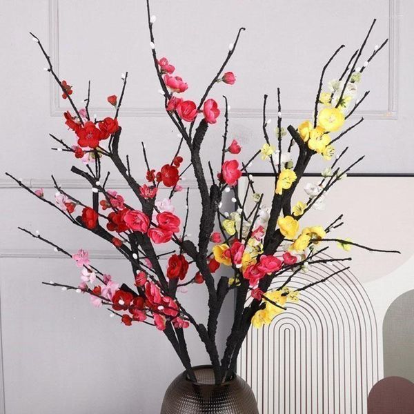 Fleurs décoratives Branches de fleurs de prunier artificielles Chambre à coucher classique chinoise Salon Décor à la maison Arrangement de fleurs Accessoires d'affichage