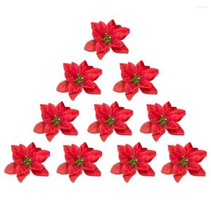 Fleurs décoratives Artificielle Poinsettia Fleur De Mariage Maison Pour Intérieur Extérieur Simulation De Noël Tissu De Soie Décorations D'arbre De Noël