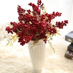 Decoratieve bloemen kunstmatige granaatappel fruit bessen diy kerstdecoratie accessoires rode kersen meeldamen bruiloft sf25761